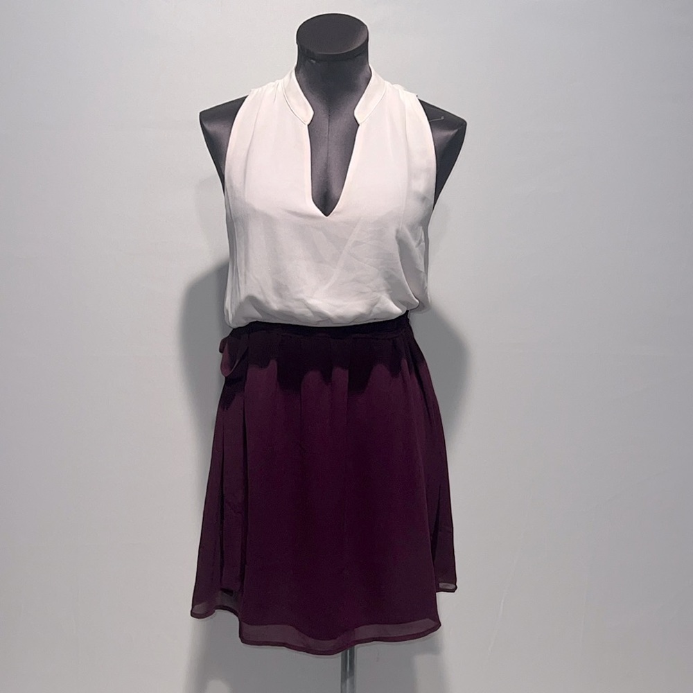Lost April White&Purple Sleeveless V-Neck Dress!